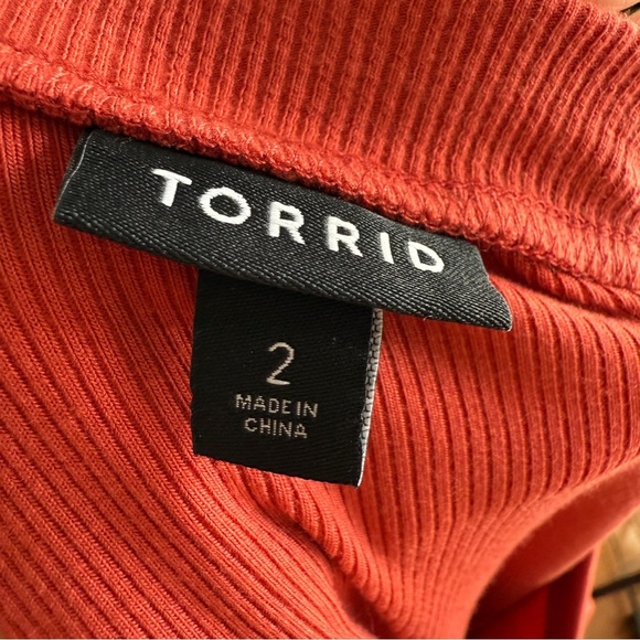 Torrid Terracotta Rust Orange Midi Super Soft Rib Hanky Hem Dress 2X - Picture 6 of 13
